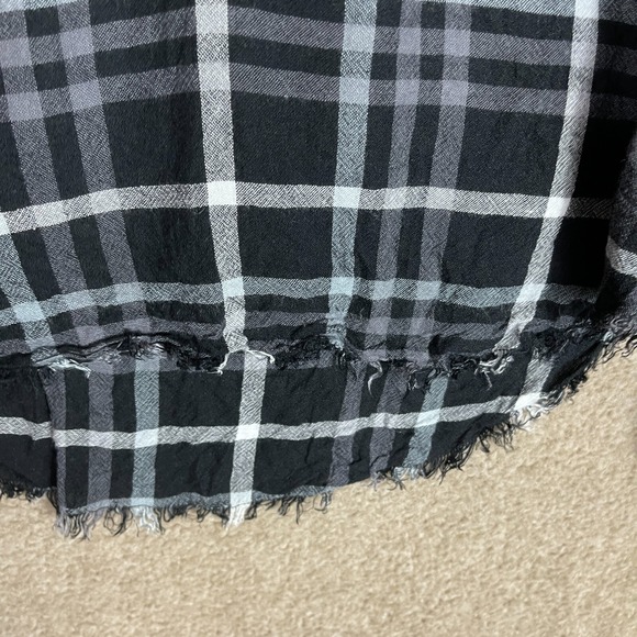 Rails Redding Shirt Womens Small S Ink Grey White Plaid Long Sleeve Frayed Hem - Picture 4 of 10